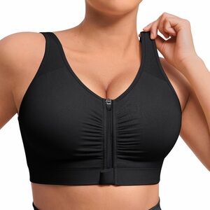 Feelingirl Wireless Post Surgery Bra Women’s US Size S Black Zipper Front NWT